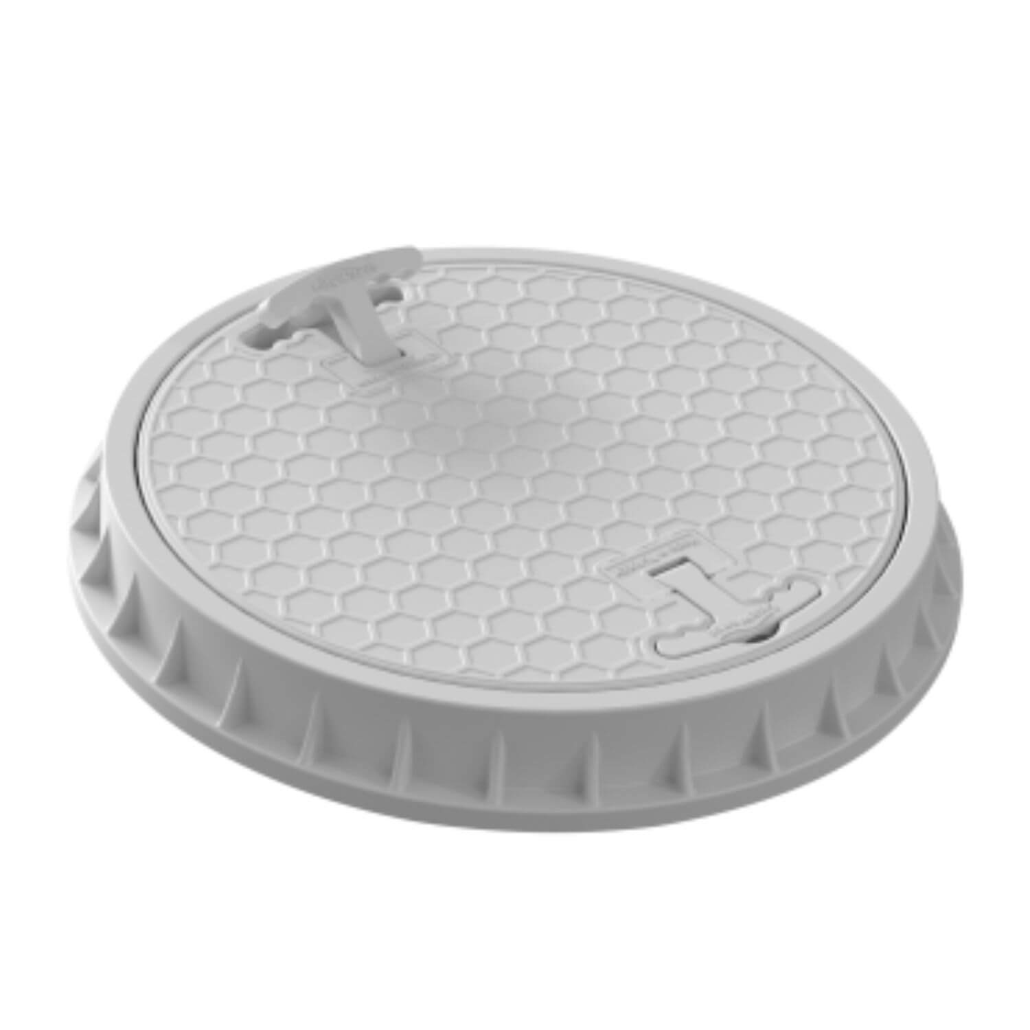 Capac canalizare rotund din PP cu mâner gri DN500